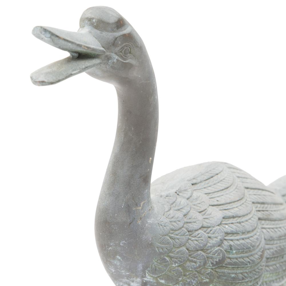 Grey Metal Goose Garden Sculpture