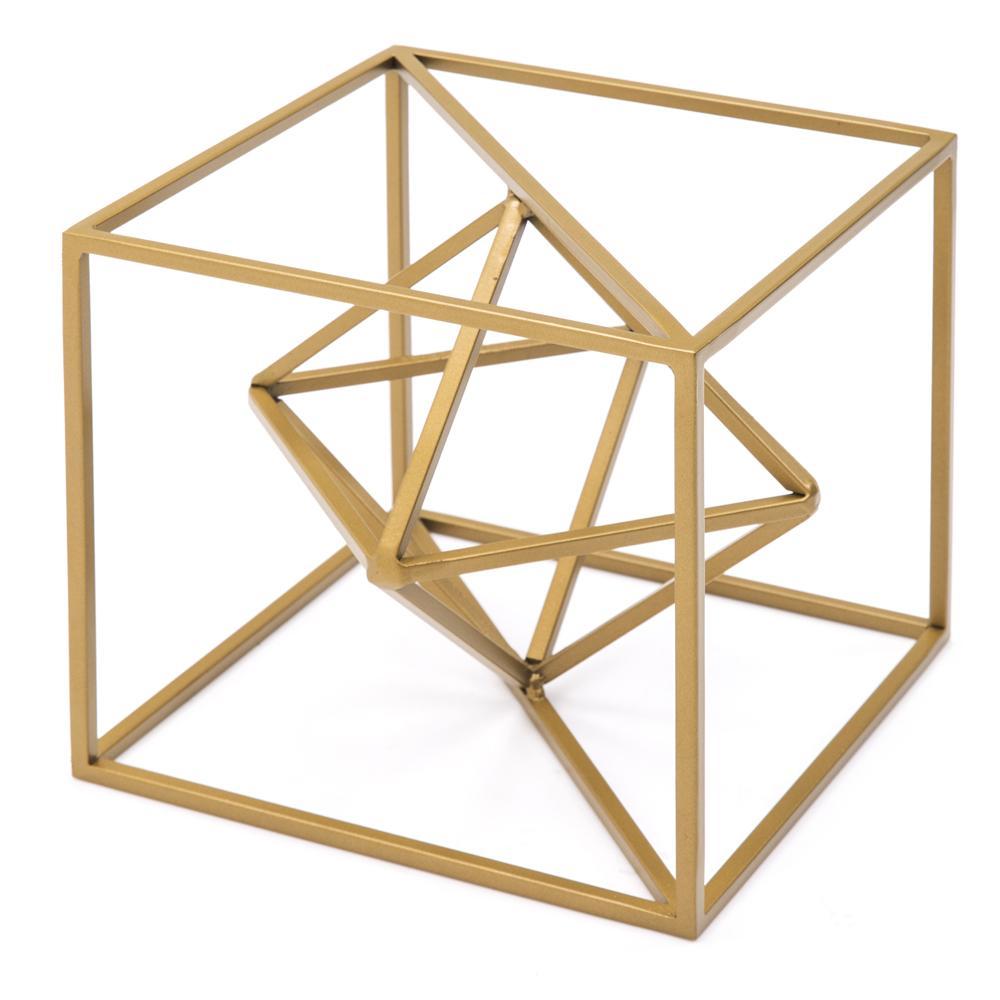Geometric Gold Wire Cube