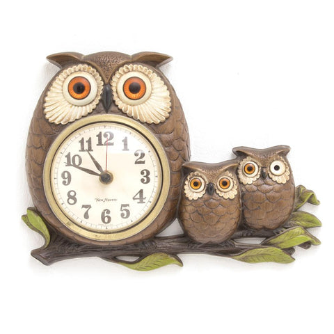 Vintage Owl Family Wall Clock