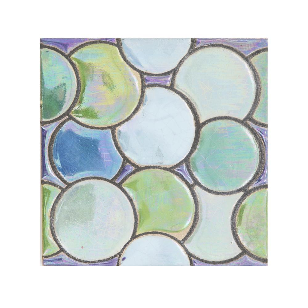 Blue Aqua Ceramic Circle Pattern Tile (A+D)