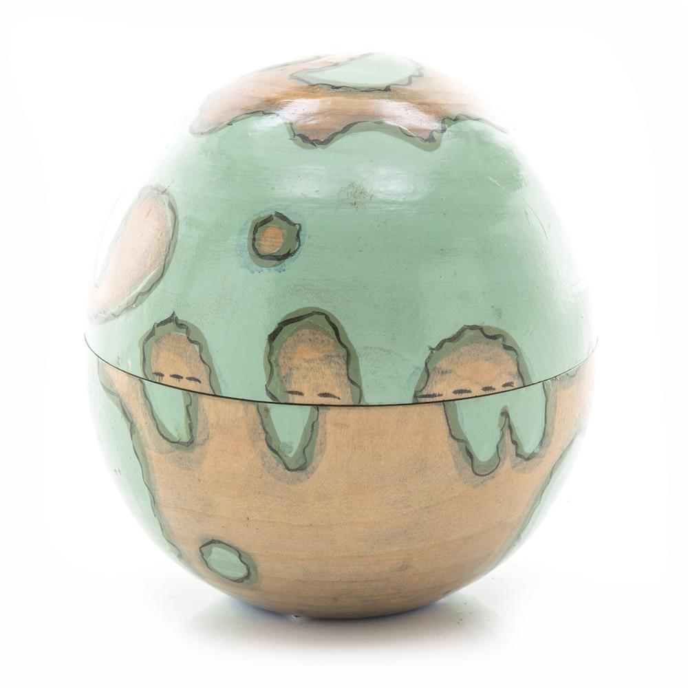 Green Aqua Wooden Globe Box (A+D)