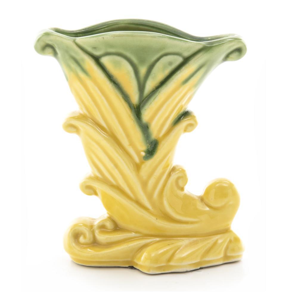 Yellow Ceramic Trumpet Vase (A+D)