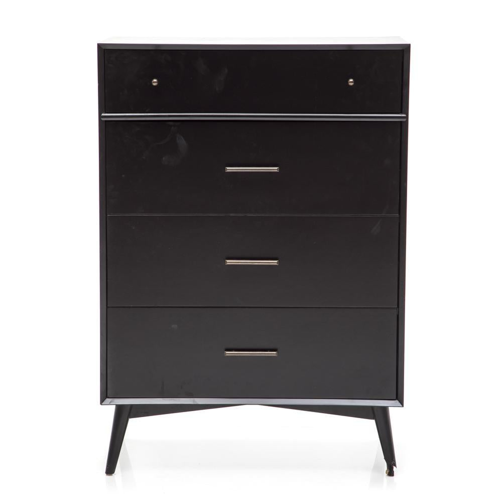 Black Contemporary Four Drawer Tall Dresser - Gil & Roy Props Black Contemporary Four Drawer Tall Dresser - Gil & Roy Props