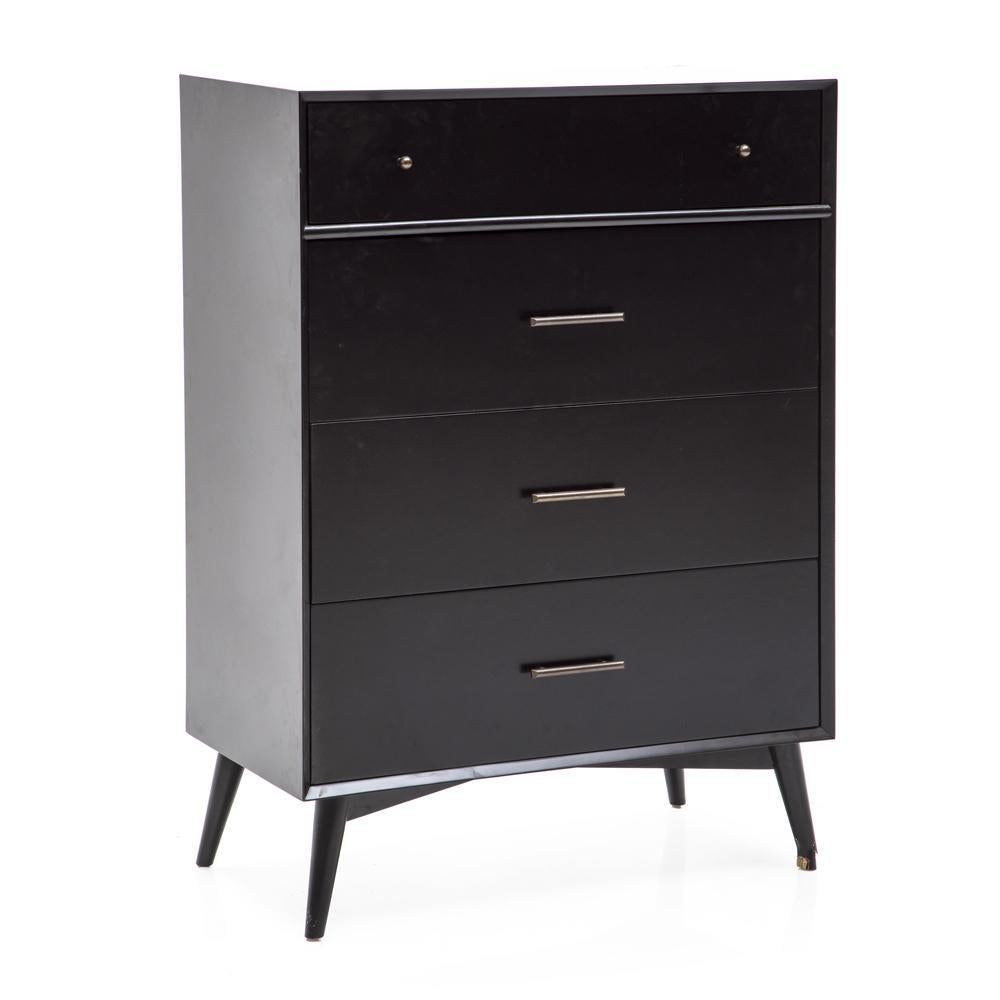 Black Contemporary Four Drawer Tall Dresser