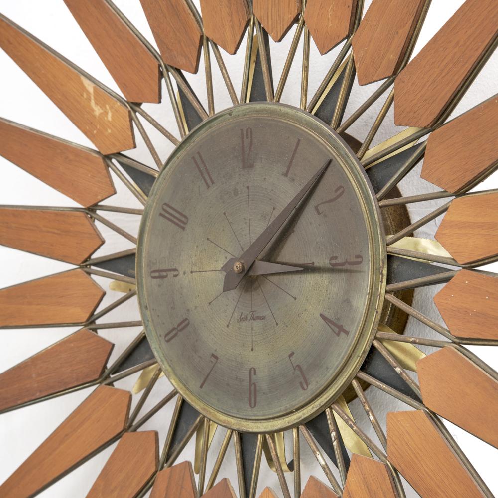 Seth Thomas - Wooden Sun Wall Clock