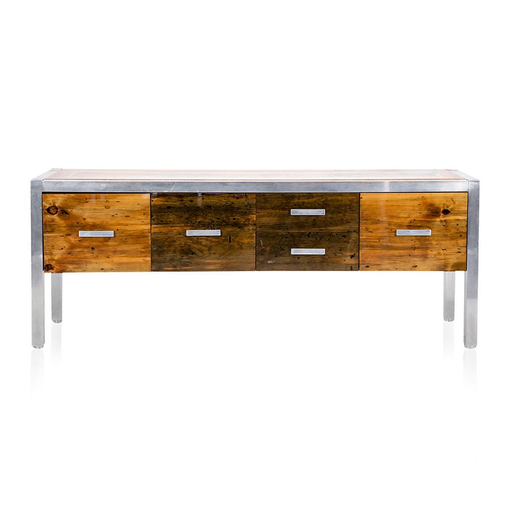 Lacquered Wood and Chrome Credenza