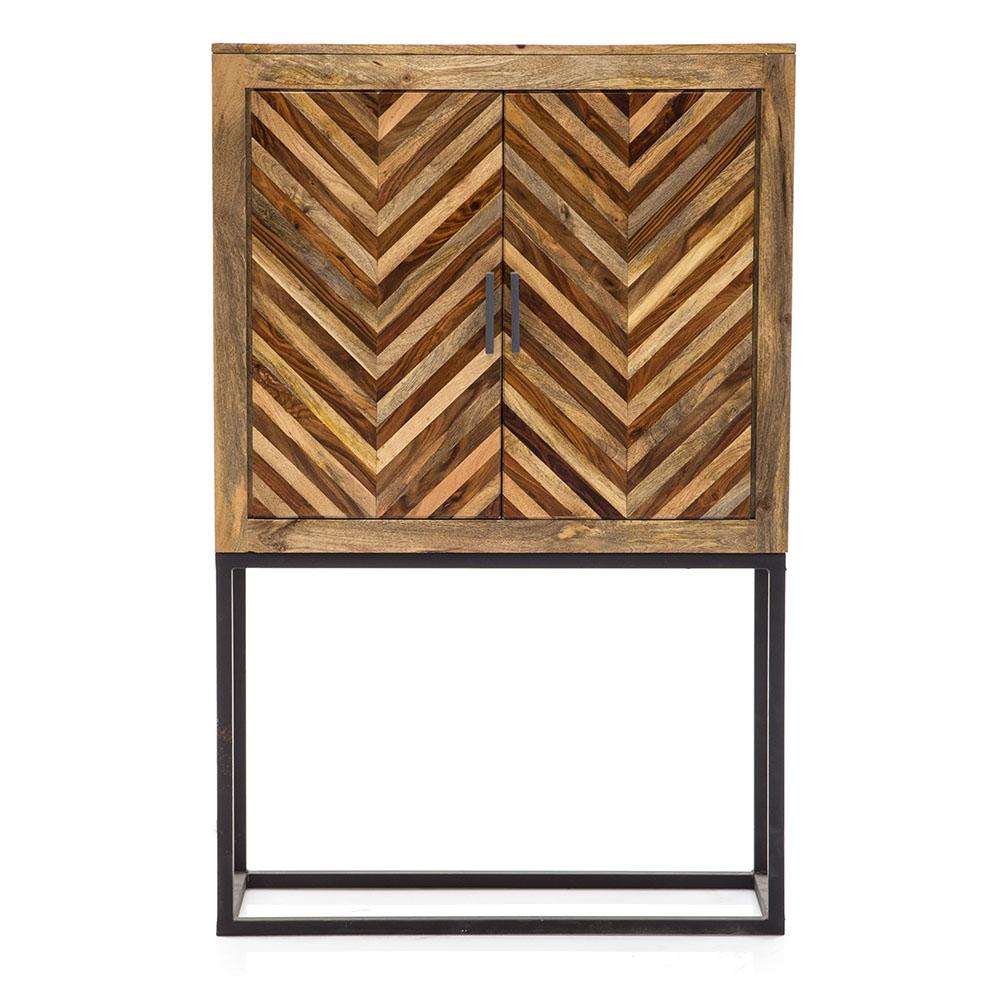 Chevron Wood Pattern Bar Cabinet