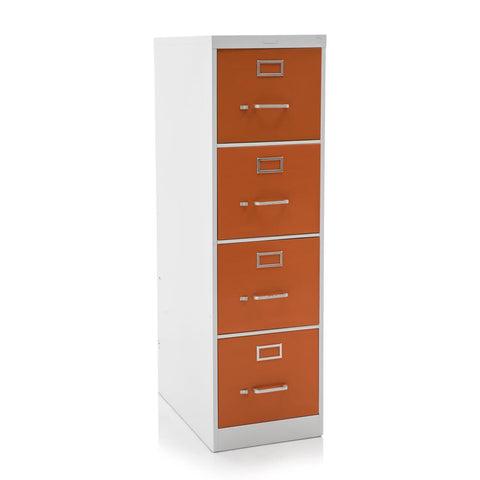 Orange + White 4 Drawer Filing Cabinet