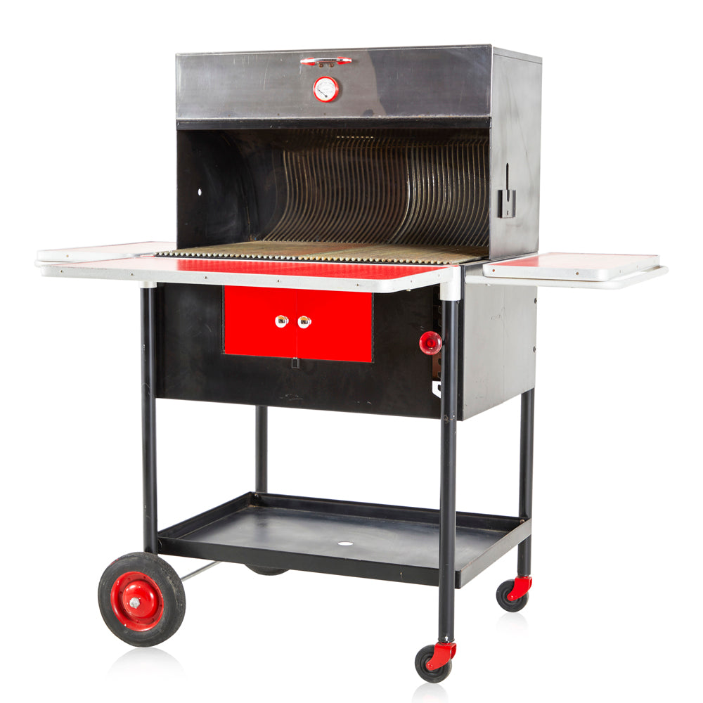 Red and Black Smoker BBQ Grill Cart