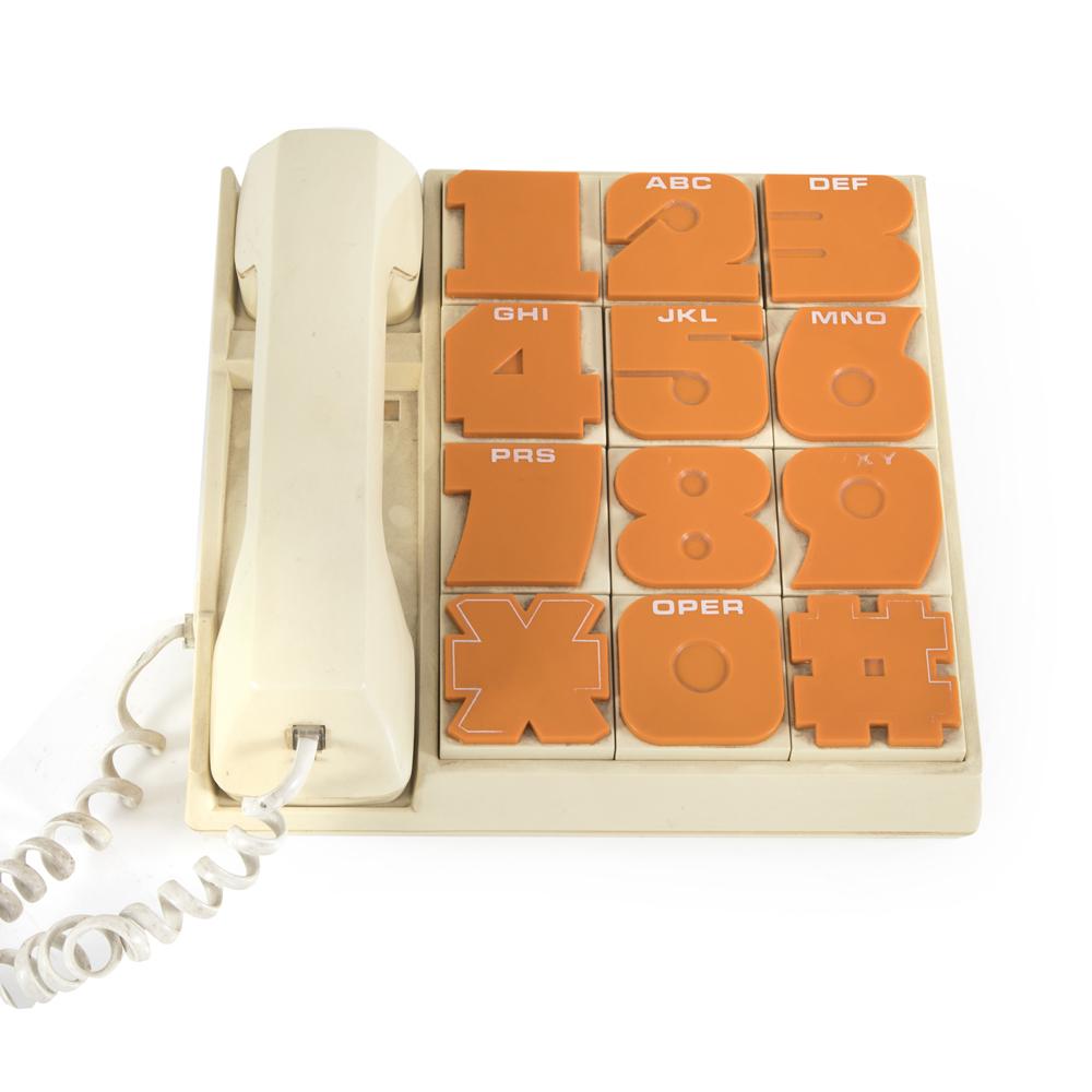 Beige Vintage Phone with Large Orange Buttons