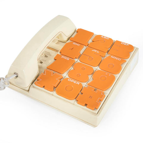 Beige Vintage Phone with Large Orange Buttons