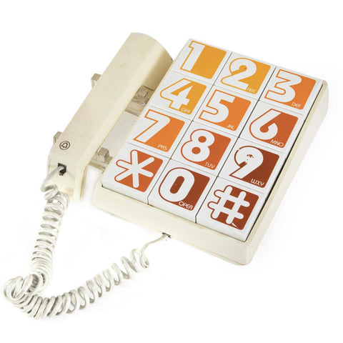 Off-white Vintage Phone with Oversize Orange Buttons