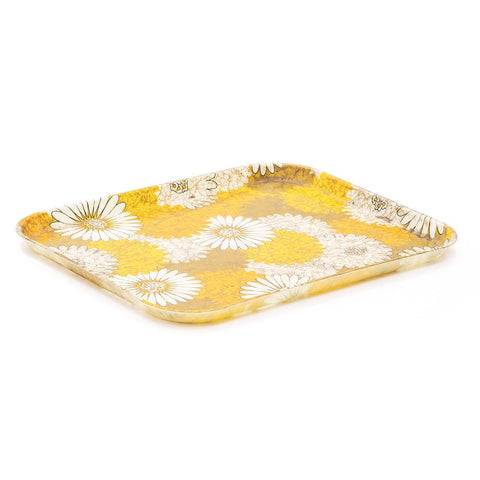 Yellow Mustard Floral Rectangle Serving Tray