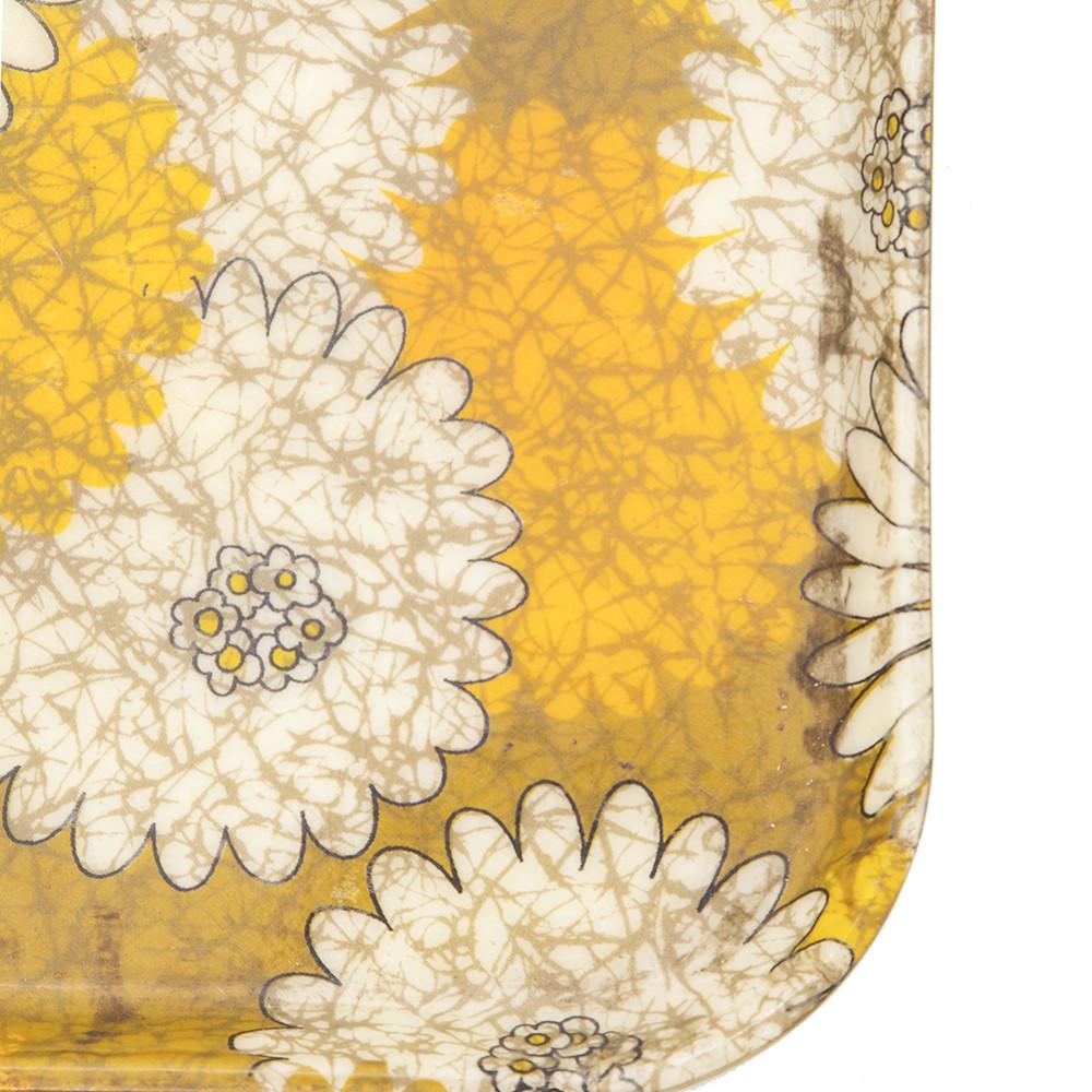 Yellow Mustard Floral Rectangle Serving Tray