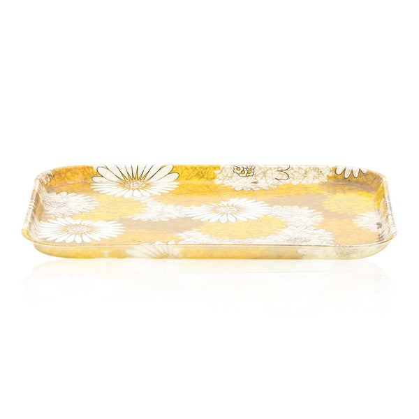 Yellow Mustard Floral Rectangle Serving Tray - Gil & Roy Props