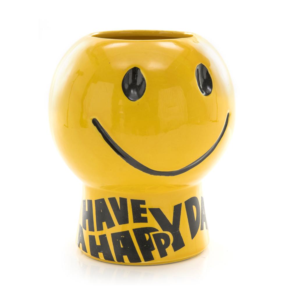 Yellow Smiley Face Cookie Jar (No Lid)
