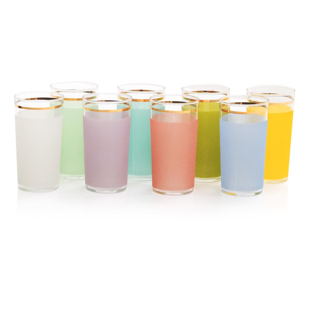 Pastel Frosted Highball Glasses