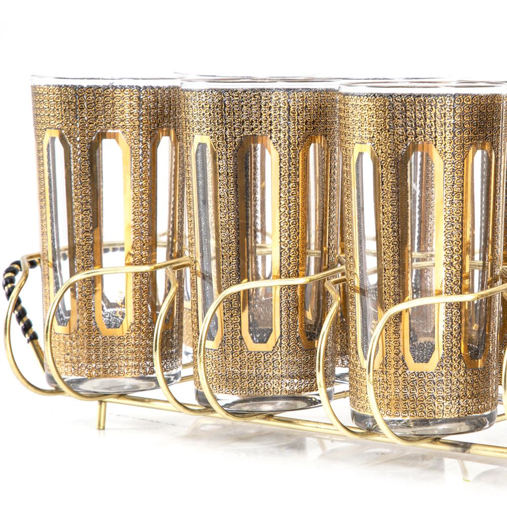 Set of Gold Pane Glasses in Gold Carrier