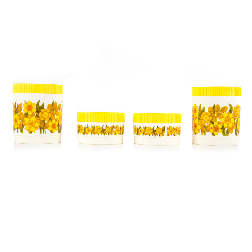 Yellow + White Floral Canisters - Set of 4