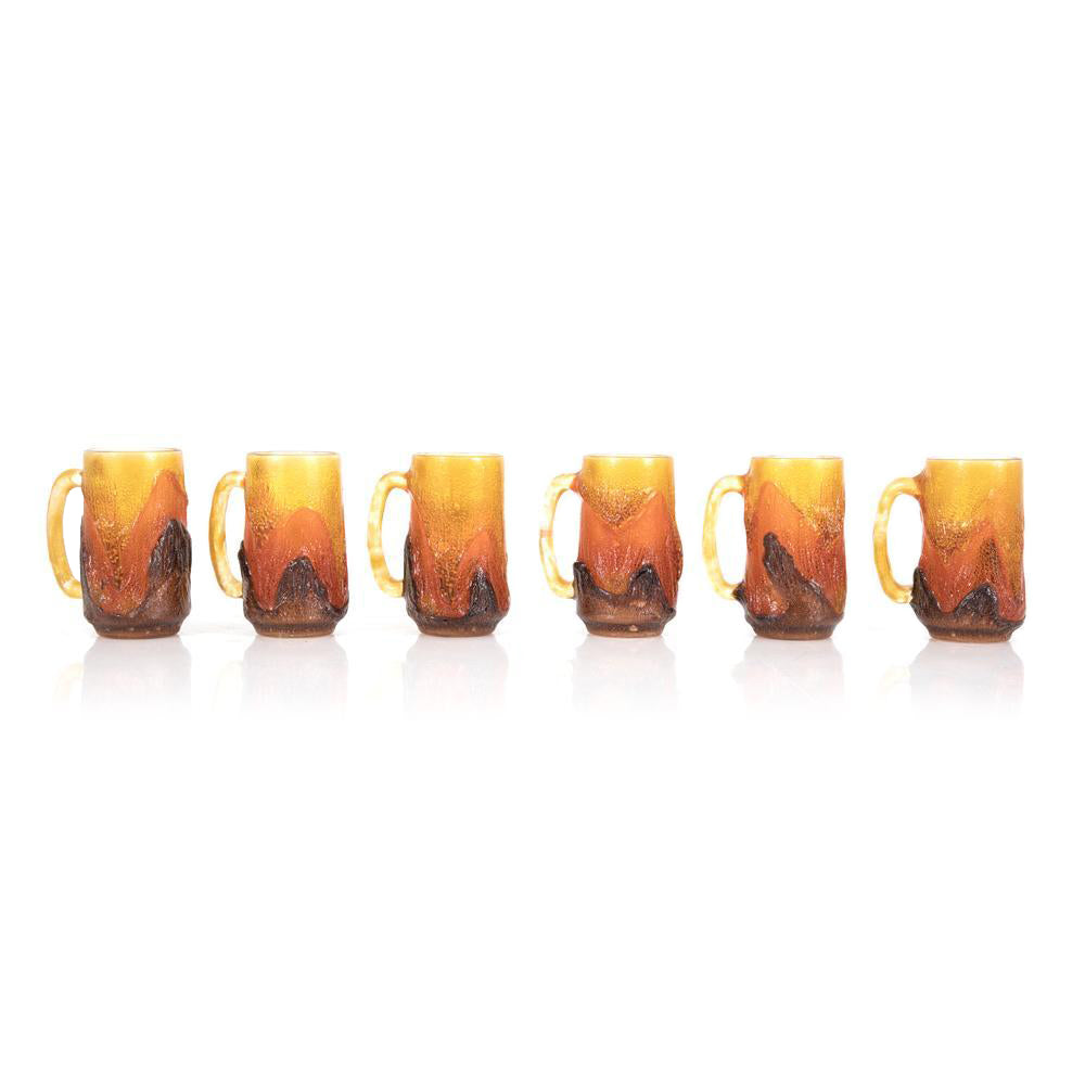 Amber Glass Lava Mugs - Set of 5