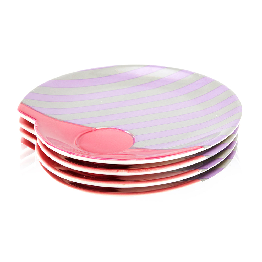 Pink & Purple 80's Striped Teacup Plate