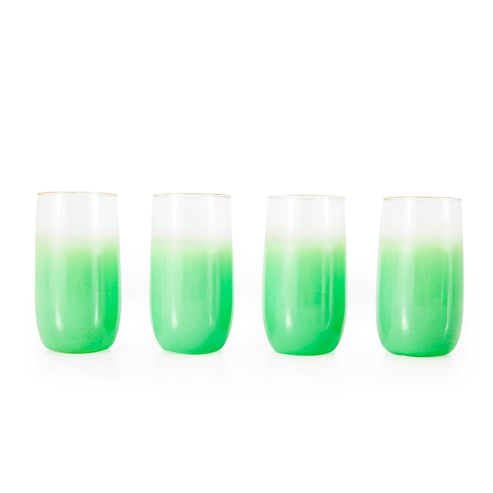 Lime Green Ombre Glass - Set of 4 Cups and Pitcher