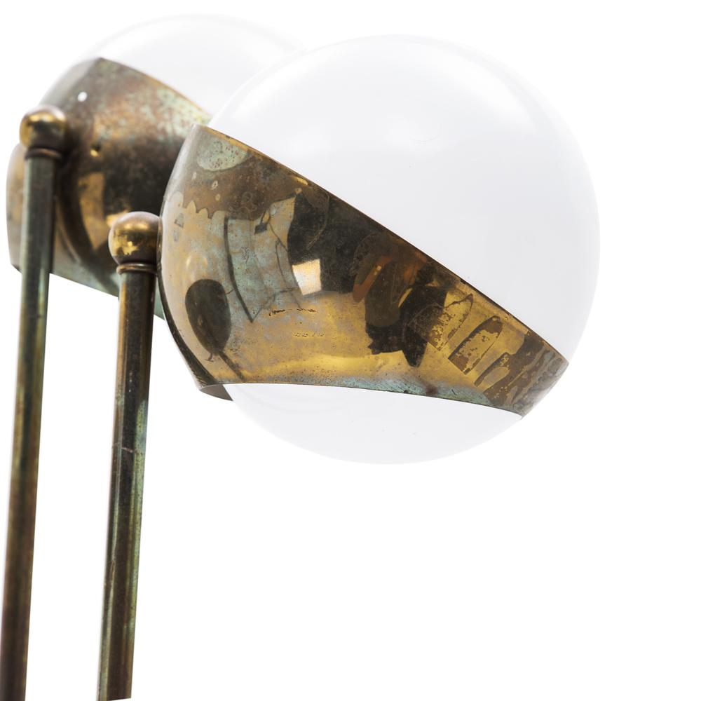 Triple Orb Brass Lamp with Resin Mosaic Table