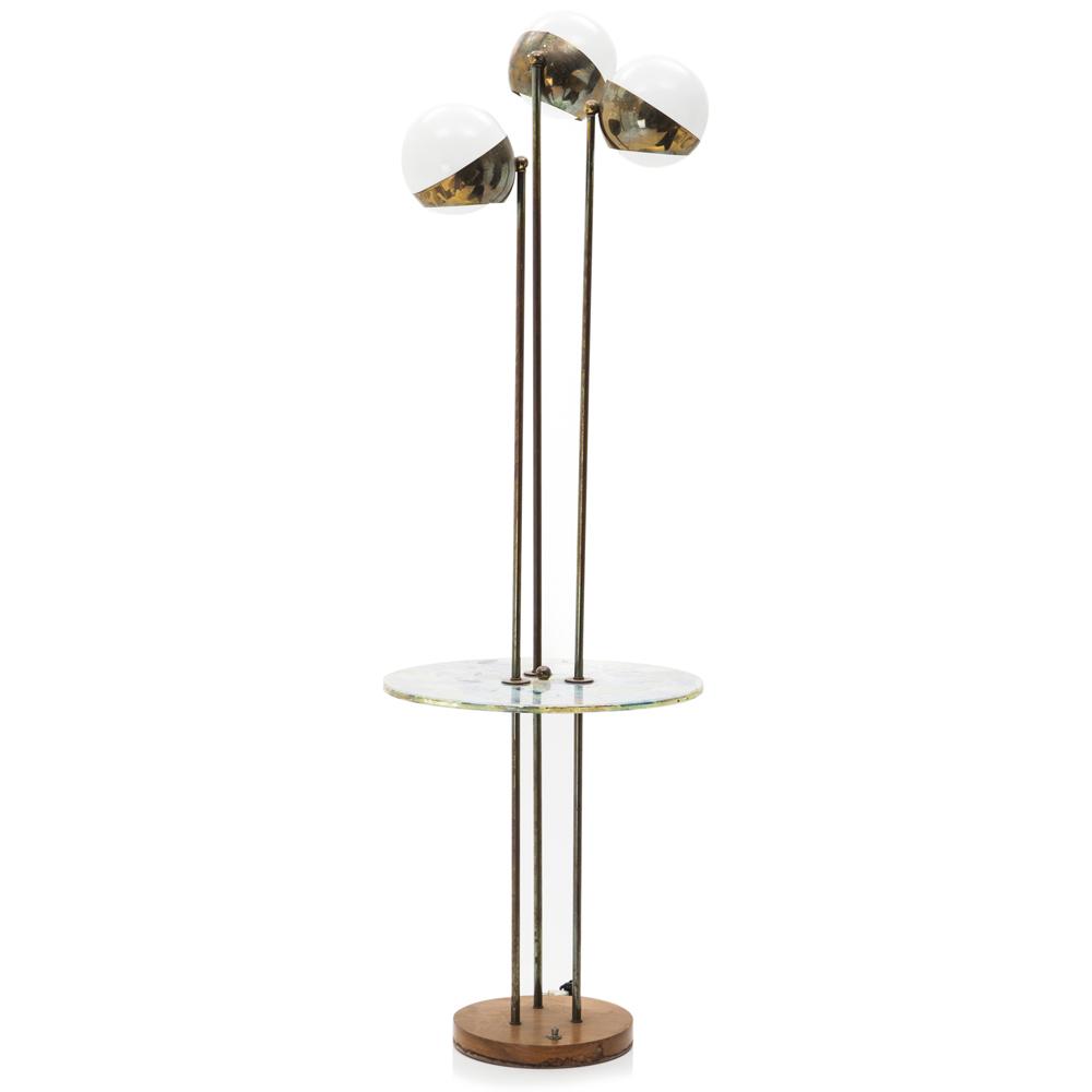 Triple Orb Brass Lamp with Resin Mosaic Table