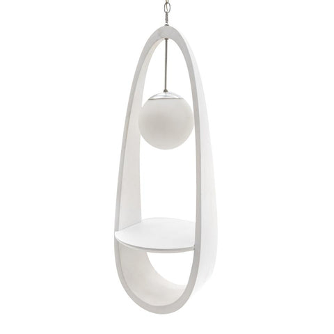 White Mod Oval Hanging Pendant Lamp w Globe