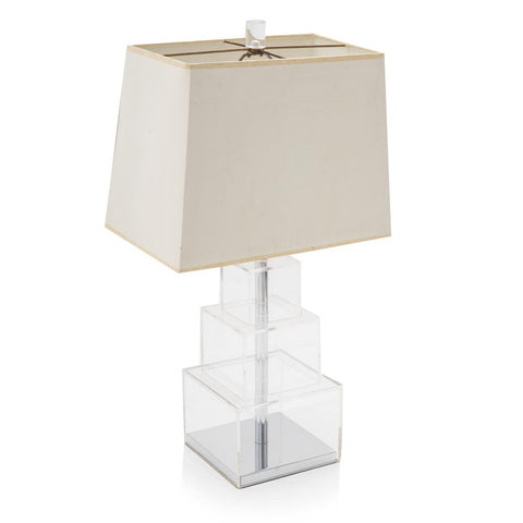 Lucite Stacked Boxes Table Lamp