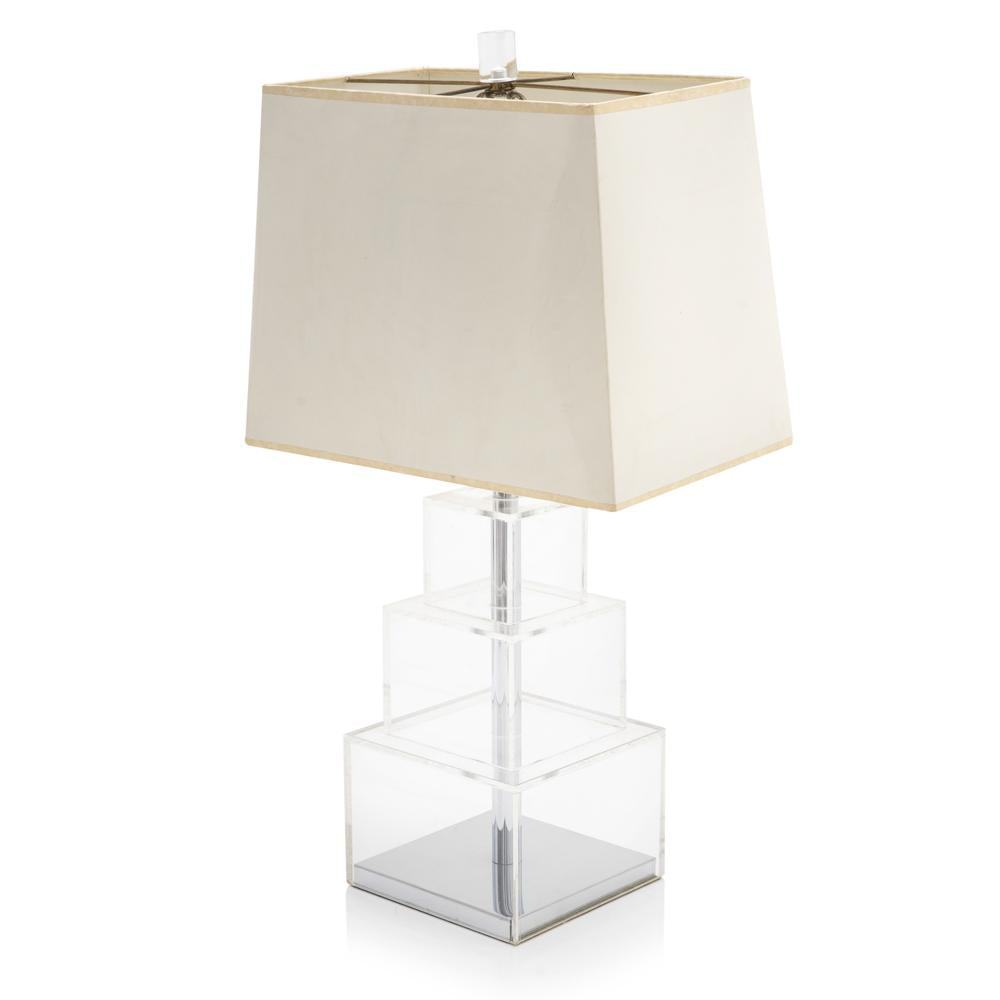 Table Lamp Box Lucite Stacked Boxes Table Lamp - Gil & Roy Props