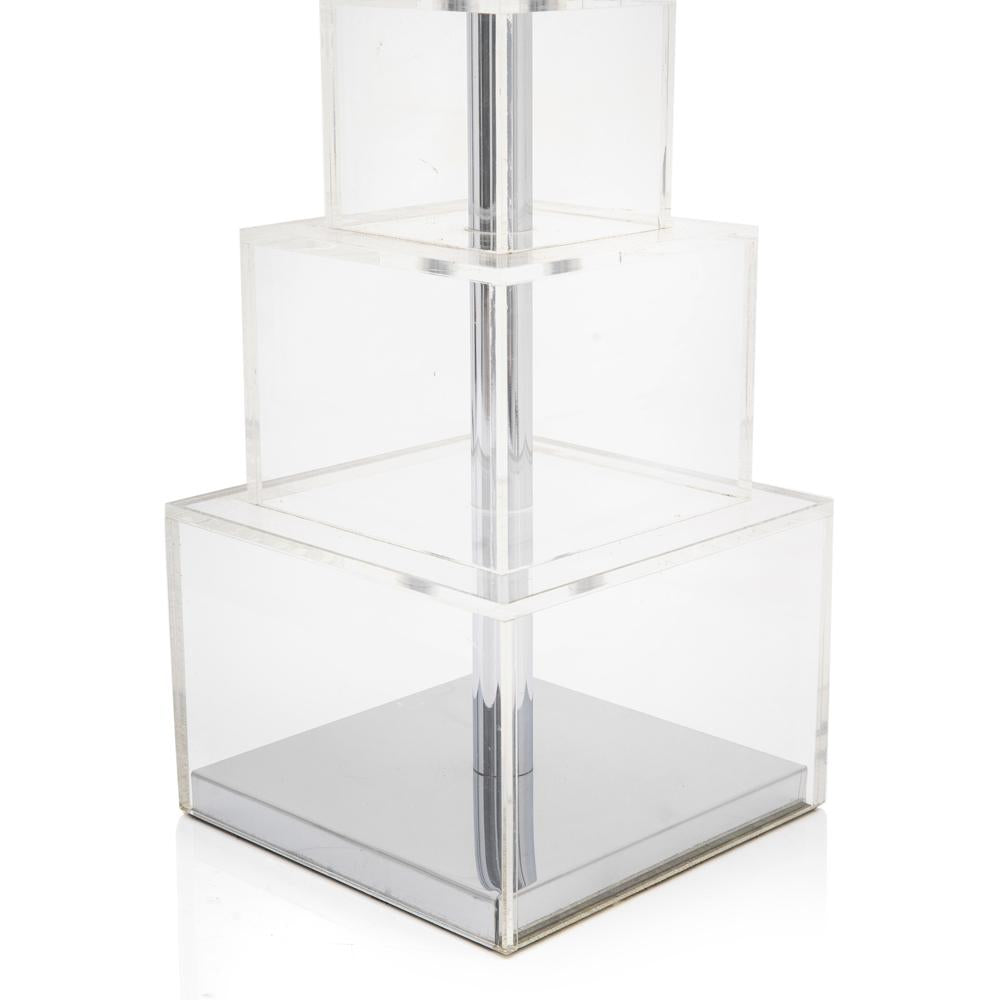Lucite Stacked Boxes Table Lamp