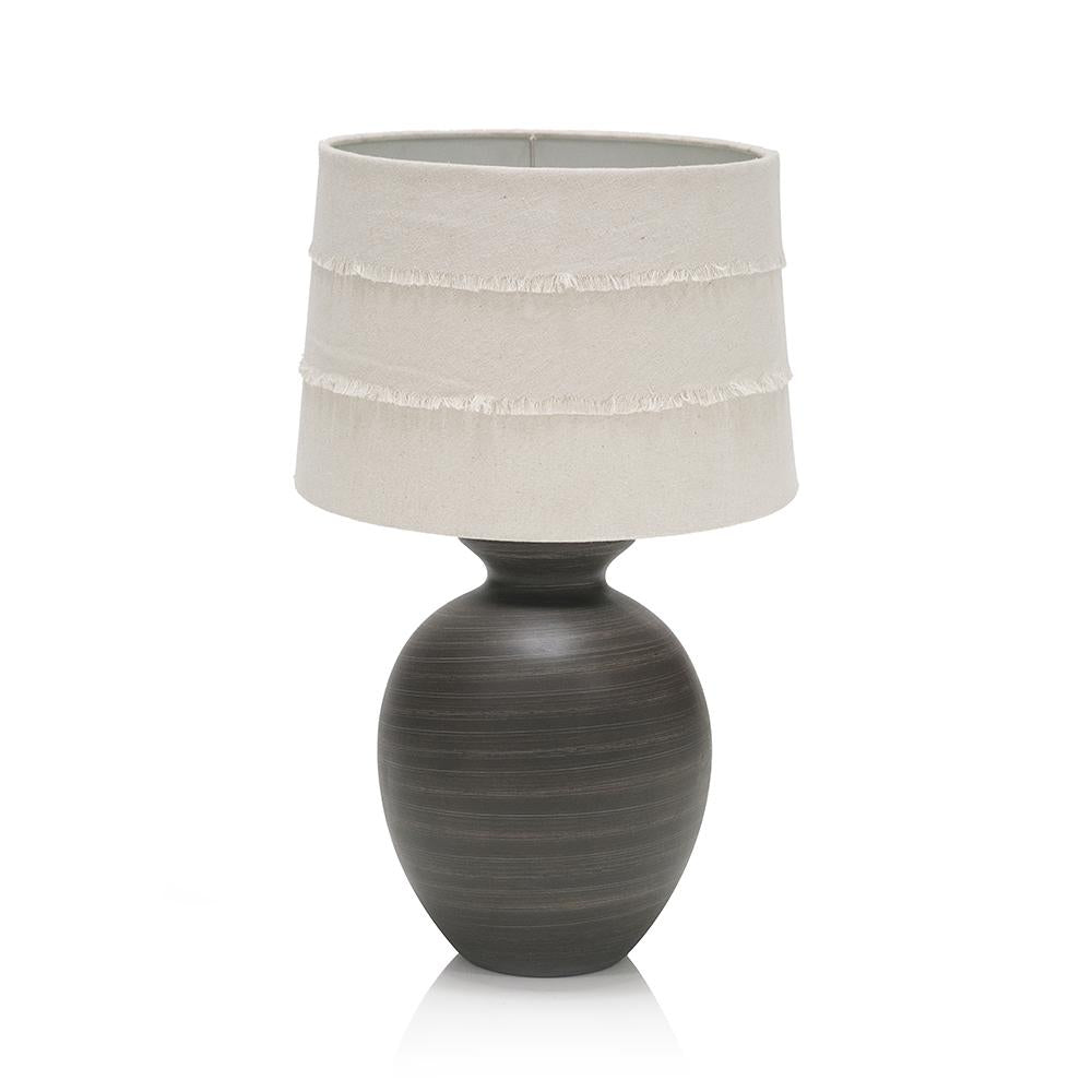 Wood Rotund Lined Table Lamp