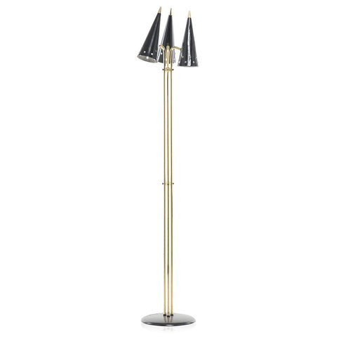 Gold & Black 3 Cone Floor Lamp