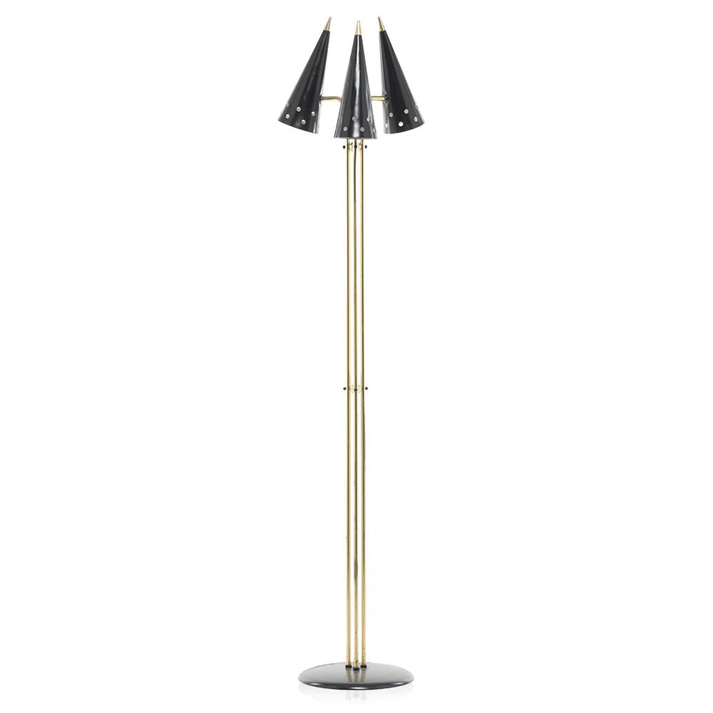Gold & Black 3 Cone Floor Lamp