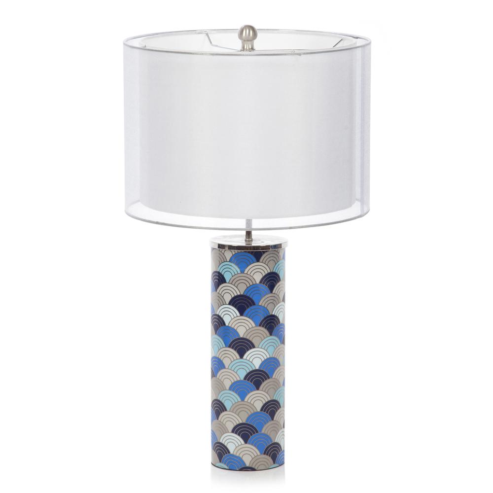 Blue & Silver Scale Contemporary Table Lamp