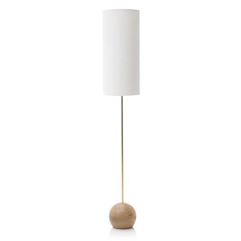 Wood Sphere Base Stand Floor Lamp