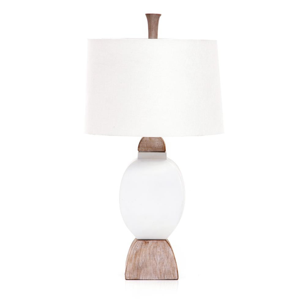 White Shabby Chic Rounded Table Lamp