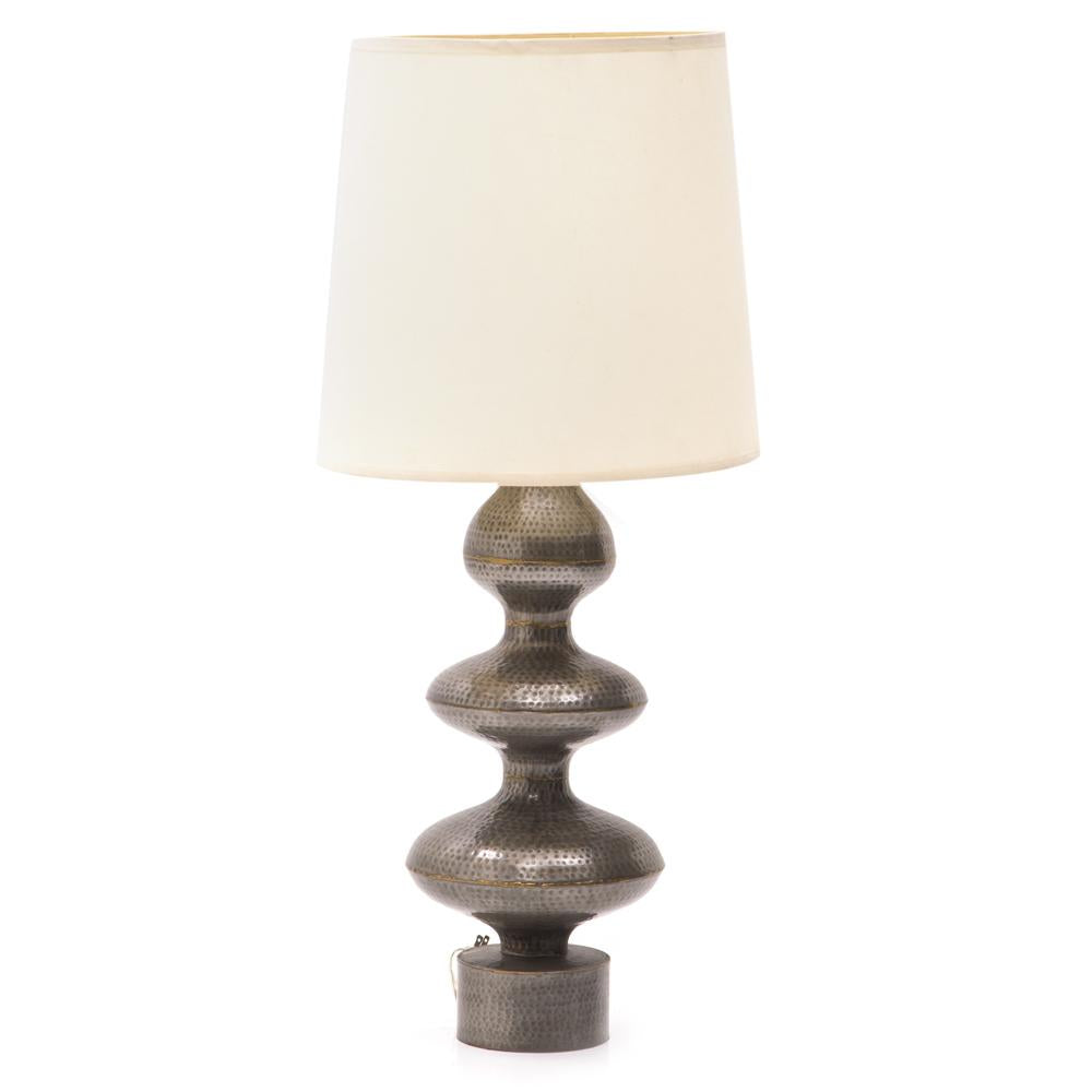 Hammered Grey Metal Table Lamp