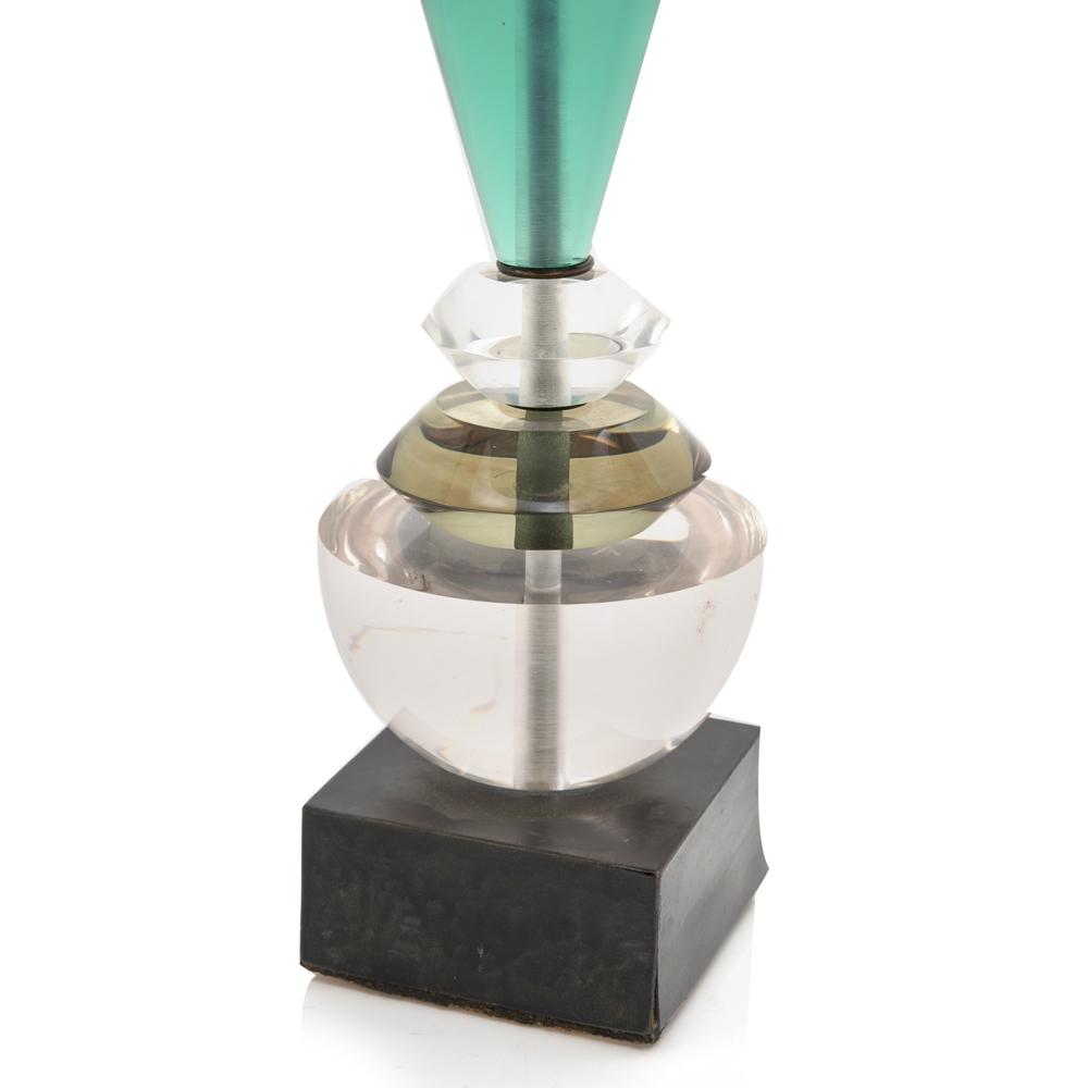 Turquoise and Clear Glass Stacked Table Lamp