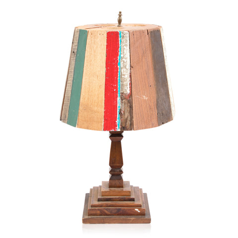 Rustic Painted Wood Lamp