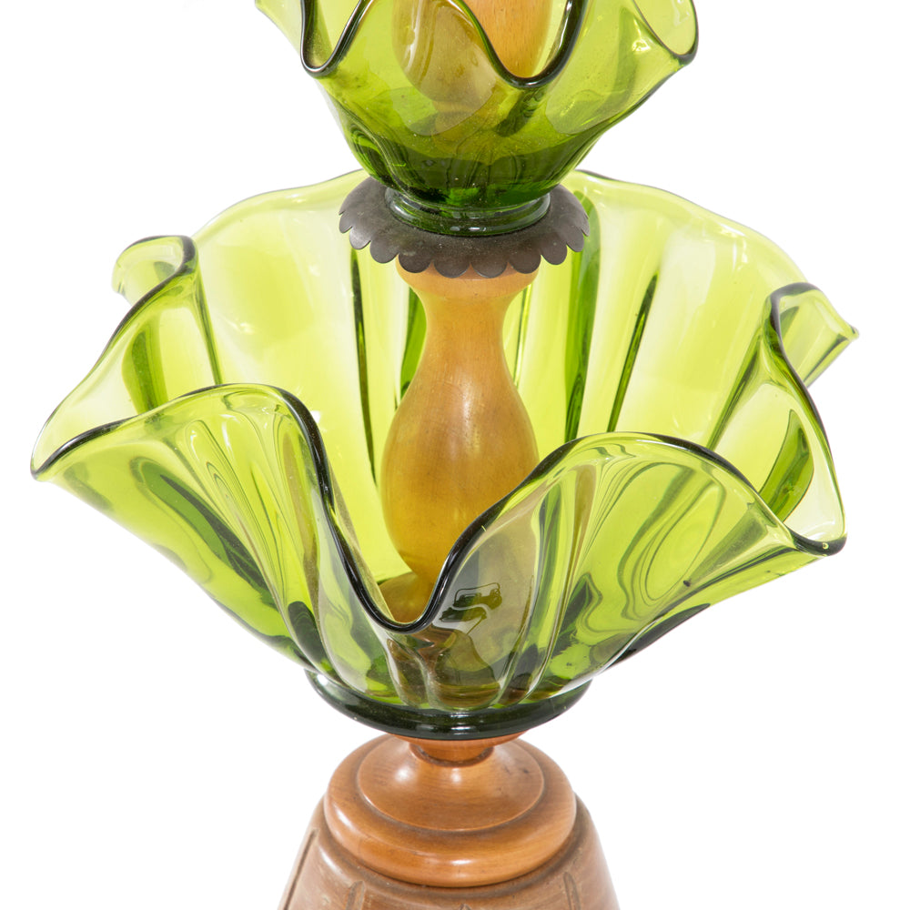 Green Wavy Glass Table Lamp
