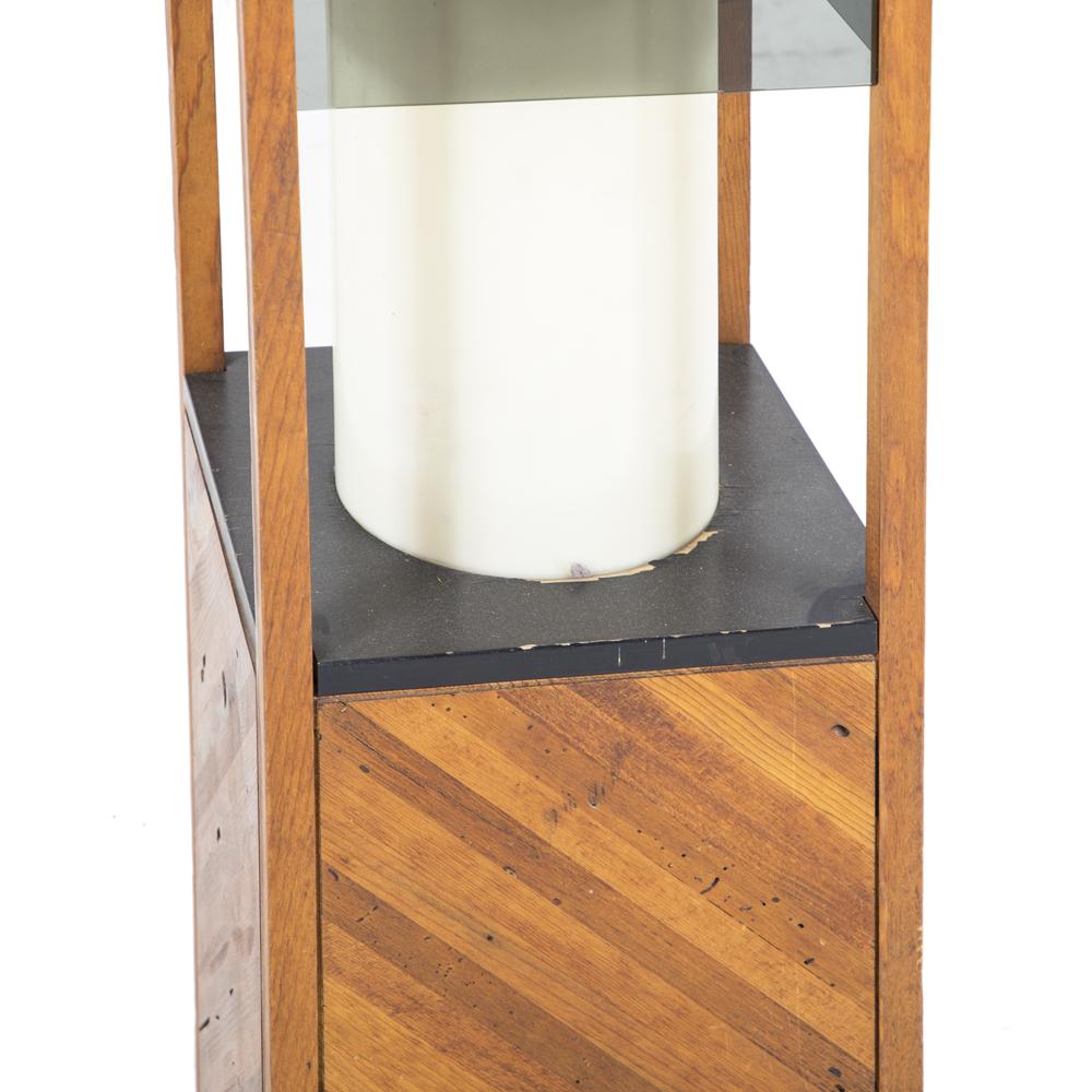 Rectangle Smoke Plexi Floor Lamp With Wood Base