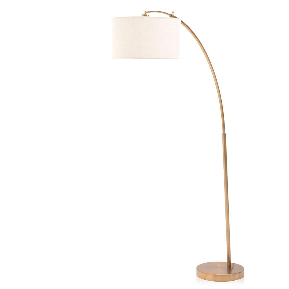 Gold Dexter Arc Lamp with White Shade
