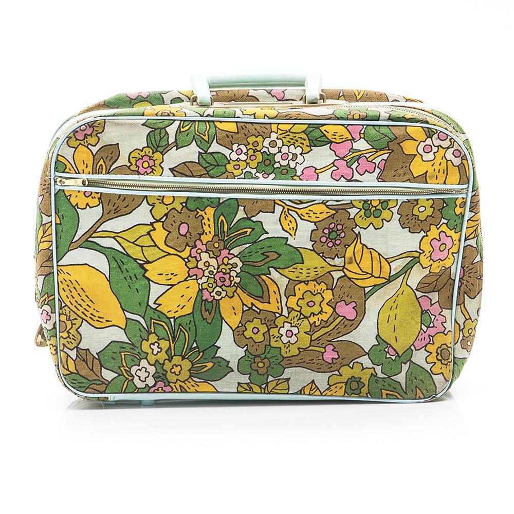 Yellow & Green Floral Pattern Suitcase