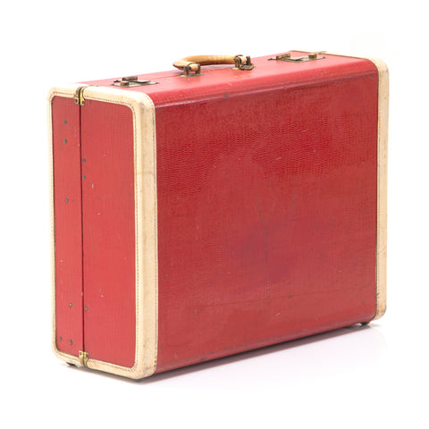 Red-Orange Hardshell Suitcase w. Cream Trim