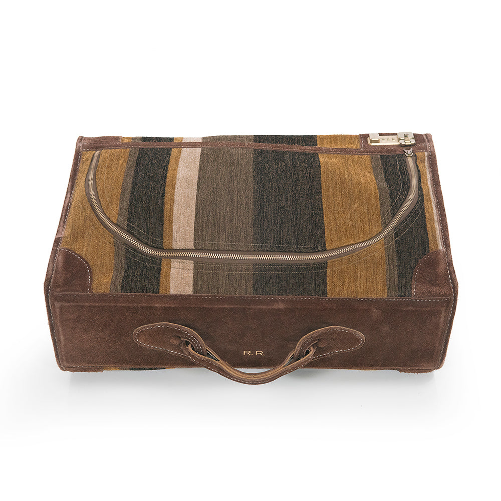 Leather Swade Striped Luggage Set
