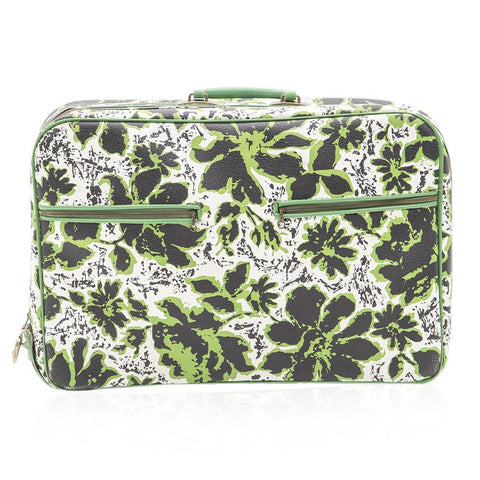 Green White Floral Suitcase