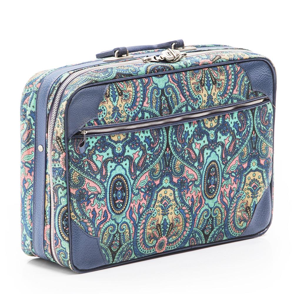 Blue Multicolored Paisley Leather Luggage