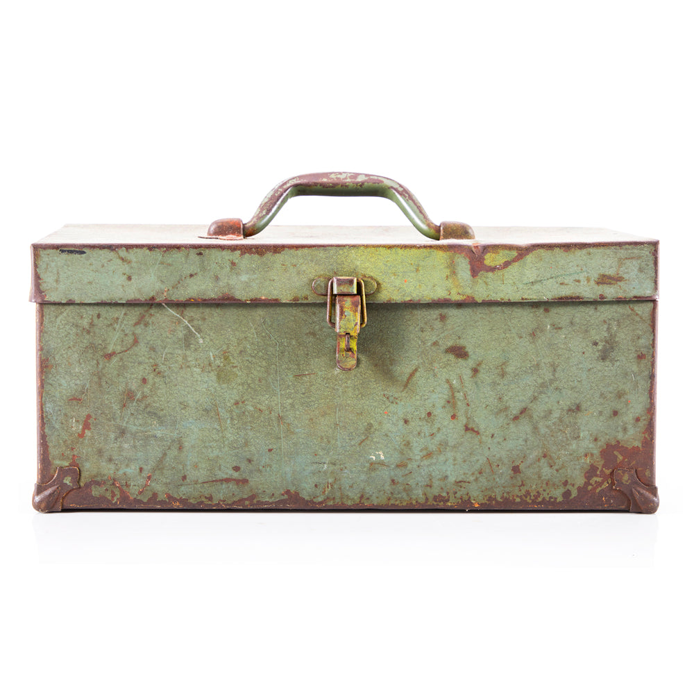 green metal tackle box Rusted Green Metal Tool Box